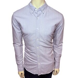 J. Crew Mens Slim Oxford Button Down Shirt Lavender Purple Micro Dot B9400 Large